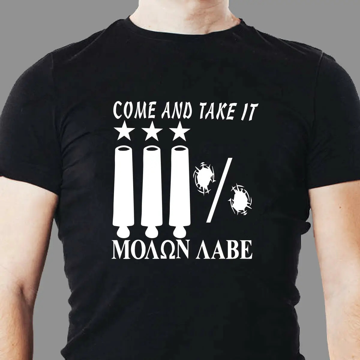 3 пушки 3% Molon Labe Texas патриотическая 2 я измененная футболка|Мужские футболки| |