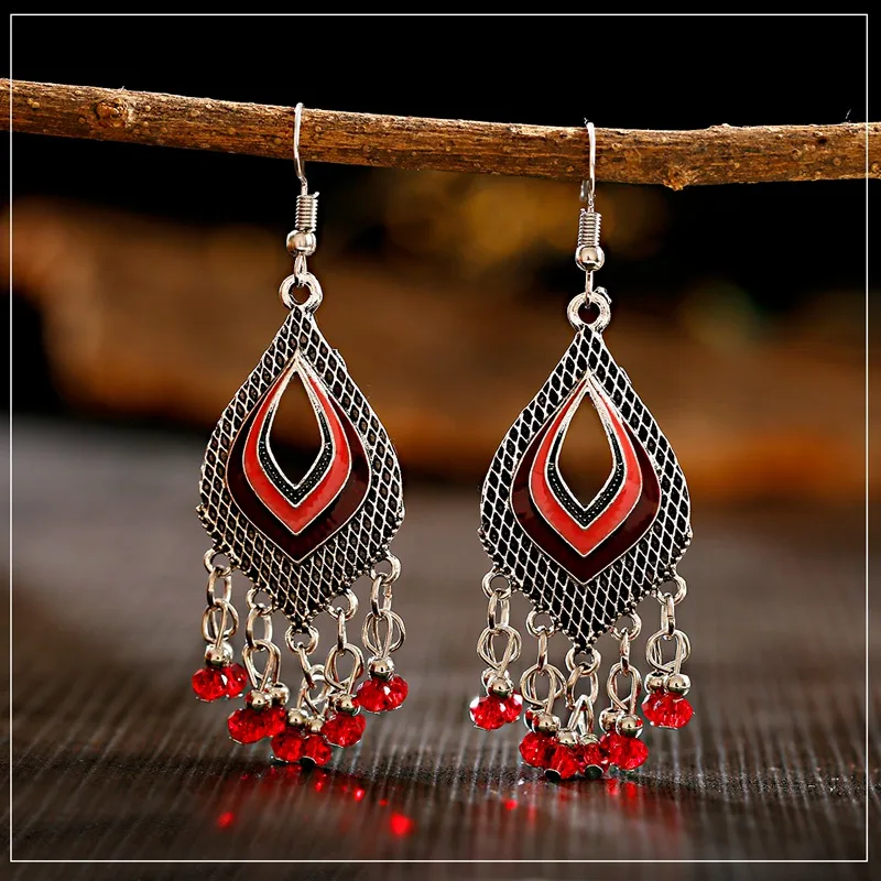 Женские серьги-подвески с разноцветными бусинами ручной работы в этническом