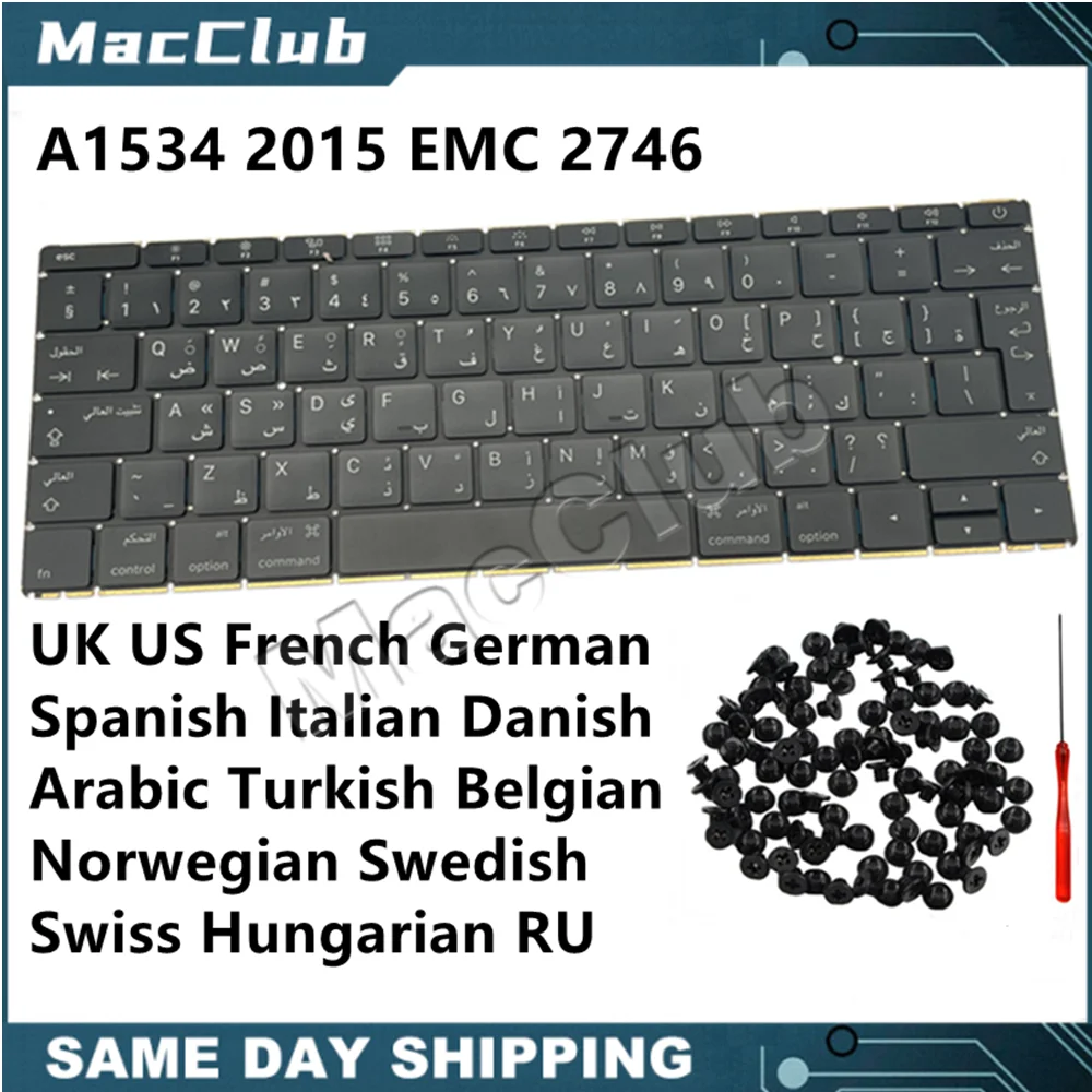 Клавиатура для Macbook Retina A1534 2015 EMC 2746 клавиатура Великобритании США французский