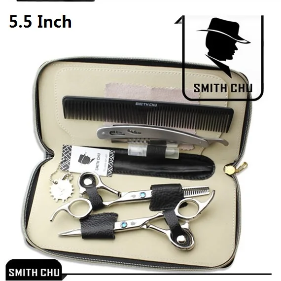 LZS0006 55 with bag 6," Парикмахерские ножницы SMITH CHU ножницы для стрижки волос филировочные ножницы Япония 440c Профессиональные парикмахерские наборы Tesoura LZS0003 - Цвет: LZS0006 55 with bag