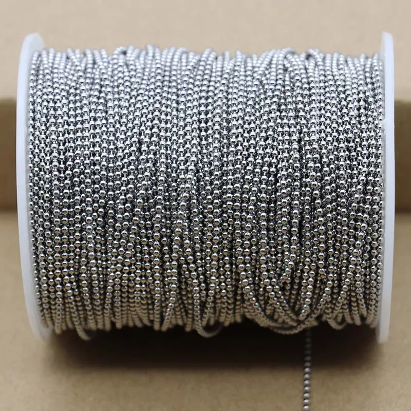 1 Pack/lot 100% Stainless Steel Bead Ball Bead Chains & Connector Clasps 1.5 2 2.4mm Ball Chains For DIY Necklace Jewelry Making