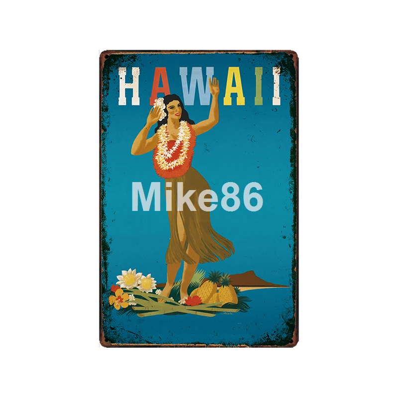 [Mike86] Hawii сёрфинга пляж металлический знак винтажный магазин рисунок на железной поверхности в стиле ретро город путешествия плакат искусство 20*30 см LT-1935 - Цвет: GLC-15275
