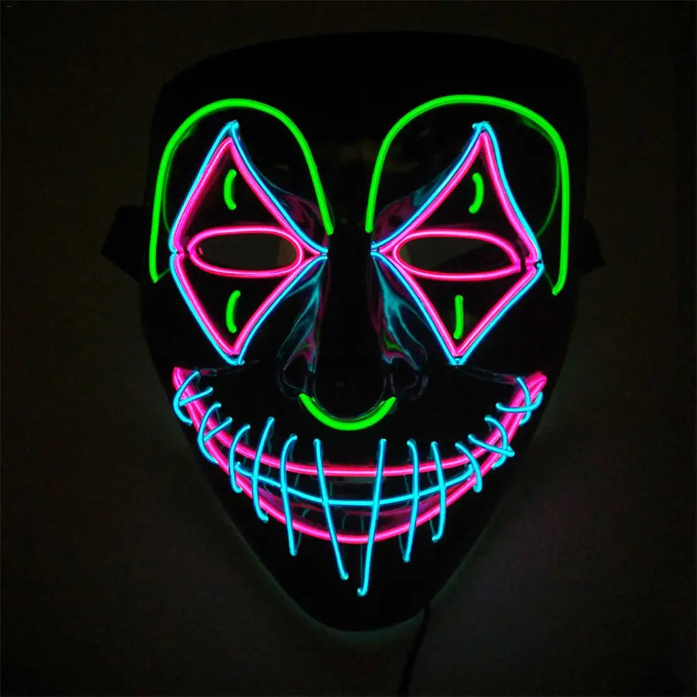 EL wire маска мигающий Косплей светодиодный светящийся костюм маска Анонимус для светящихся танцевальных масок Хэллоуин украшения