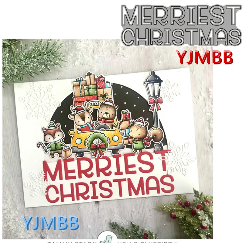 

YJMBB новые рождественские буквы, металлические Вырубные штампы, скрапбукинг, альбом, бумага «сделай сам», карточки, ремесло, тиснение, высечк...