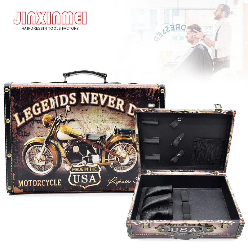 

Vintage Leather Barber Suitcase Tool Travel Box Salon Hairdressing Accessories Box Scissors Comb Tool Box Makeup Storage Box
