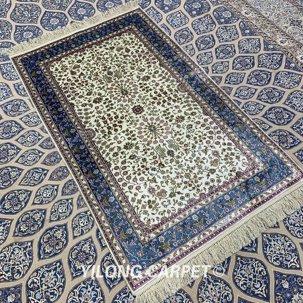 Yilong 3 'x 5' персидский Шелковый бежевый ковер ручные узелковые типы восточных