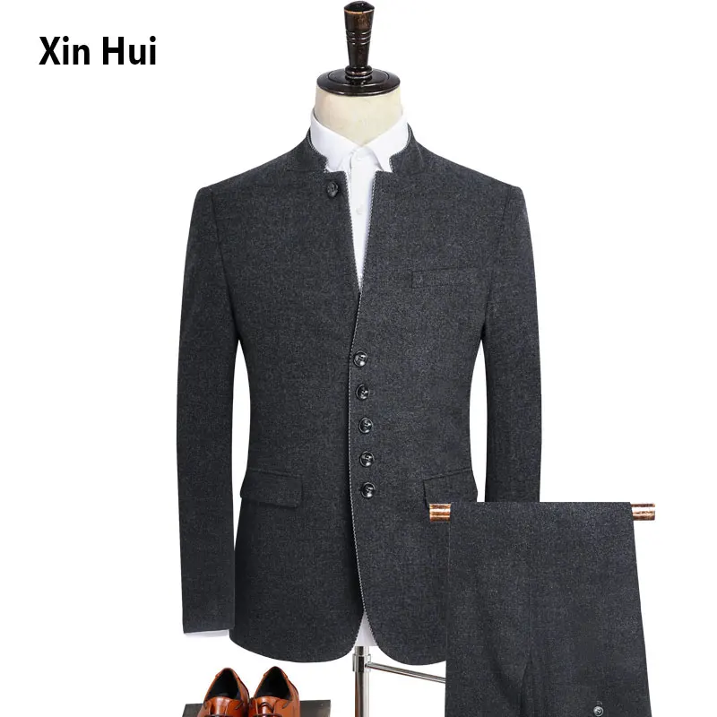 

Men's suit European version Woolen thick suit Men's business casual wedding suit Chinese style undefined new Chinese tunic suit