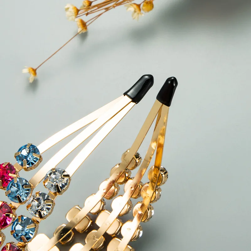 Ободок для волос трехрядный Женский роскошный обруч с супер мигающим стеклом из