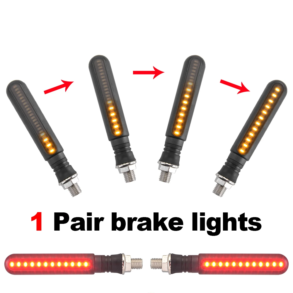 1 Pair Brake Light Универсальный светодиодный мотоциклетный направленный индикатор поворотники стоп сигнальный светильник мигающий задний тормоз мигалка светильник DRL лампа - Цвет: 1 Pair Brake Light
