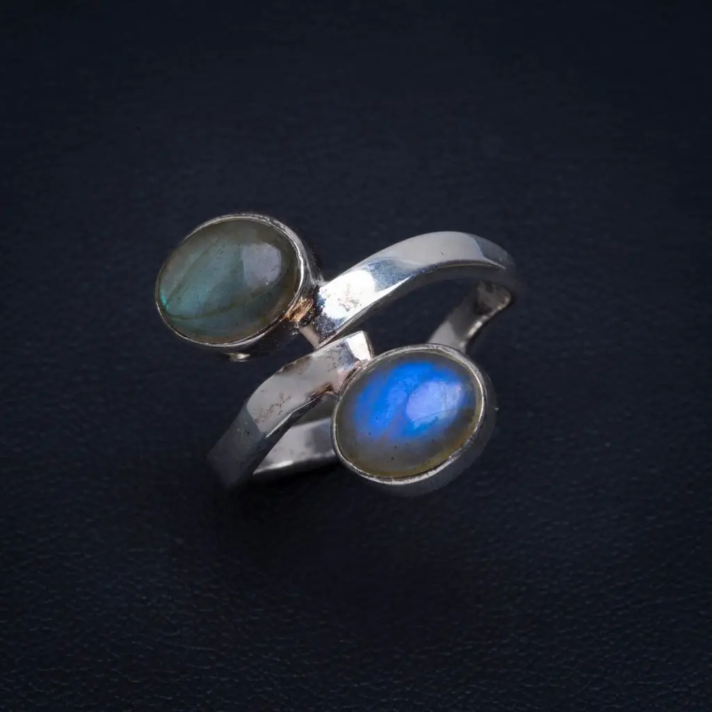 Кольцо из стерлингового серебра 925 пробы с натуральным голубым огнем и