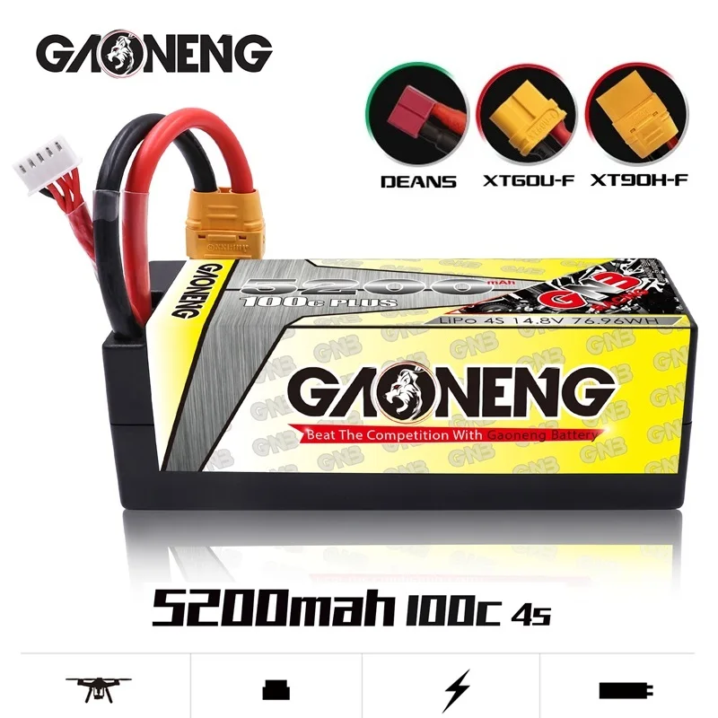

GAONENG GNB 14,8 V 5200mAh 100C/200C для радиоуправляемых автомобилей гоночные запасные части с обновленным корпусом LiHV 4S перезаряжаемая батарея