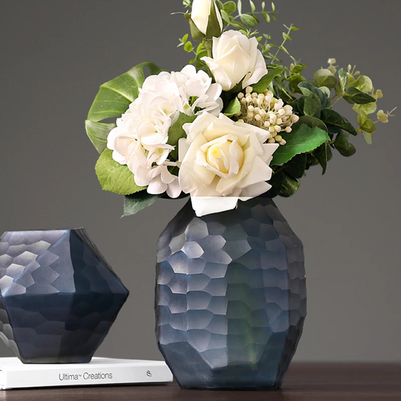 Europe diamond glass vase High-quality Hydroponics dried flowers arrangement Tabletop large vase living room home decoration