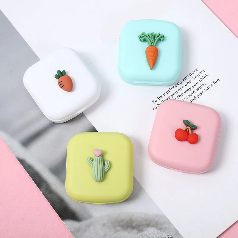

Girl Cute Style Lovely Mini Contact Lens Case Easy Carry Make Up Beauty Storage Box Color lens eyes Container Case Travel Kit
