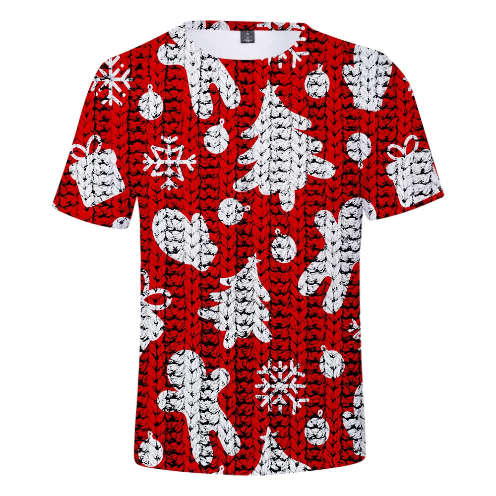 2019 г. Рождественская (дневная) Футболка с 3D принтом милые футболки круглым