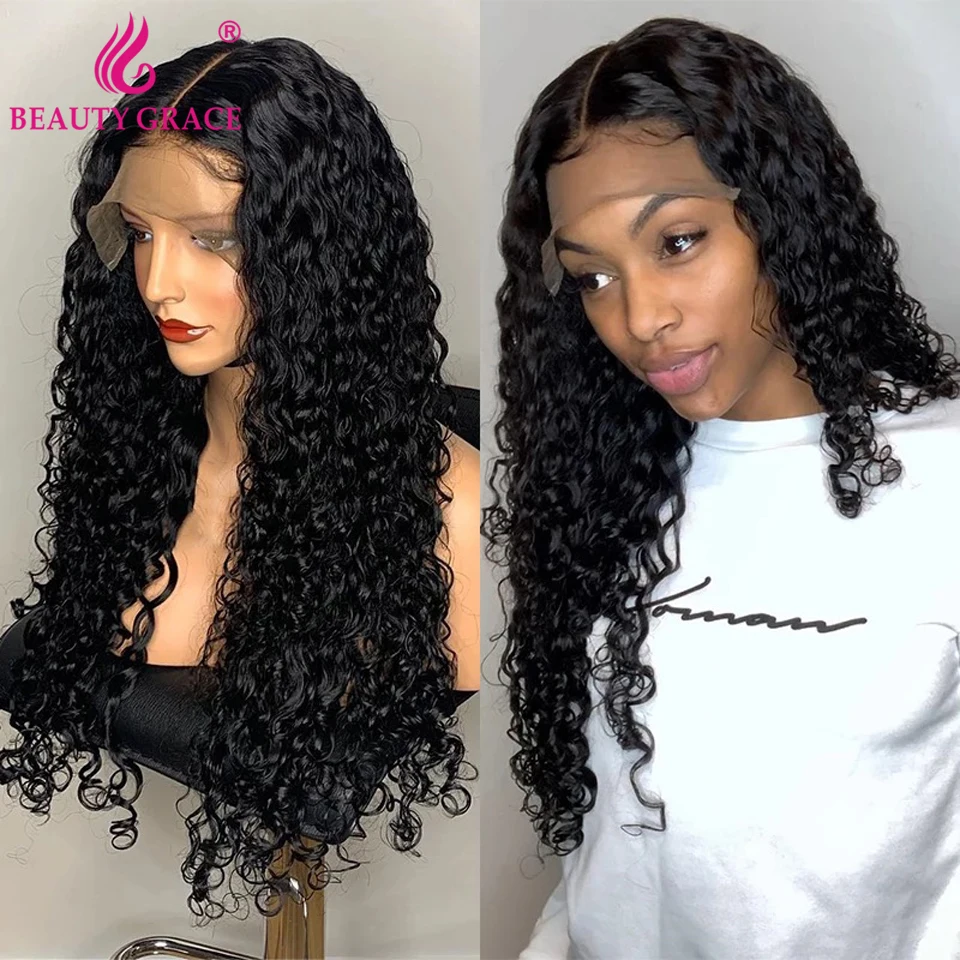 Water Wave Lace Front Wig Brazilian Human Hair Lace Frontal Wigs For Women Closure Wig Weft and Wavy Lace Front Human Hair Wig