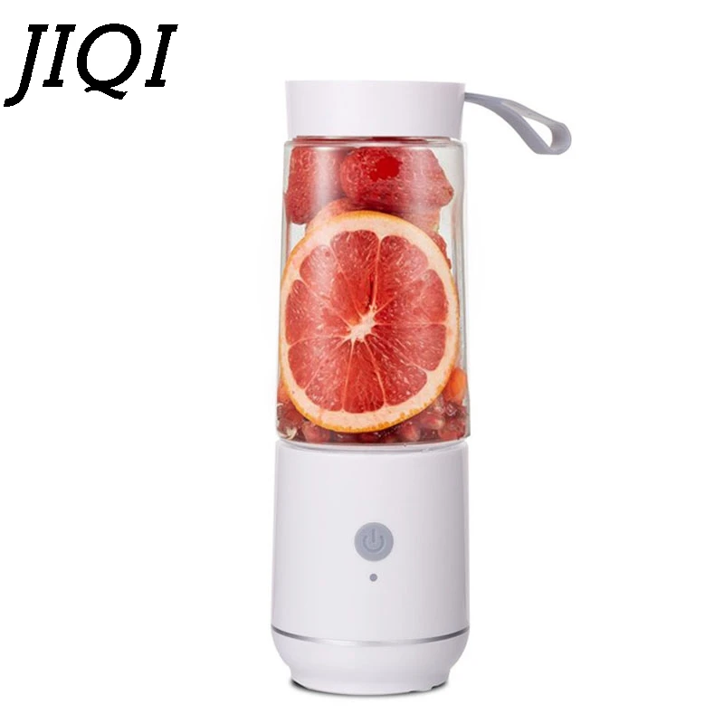 Белый JIQI USB электрическая перезаряжаемая соковыжималка, мини-бутылка, блендер для овощей, фруктового сока, миксер для смузи, съемная чашка - Цвет: Белый
