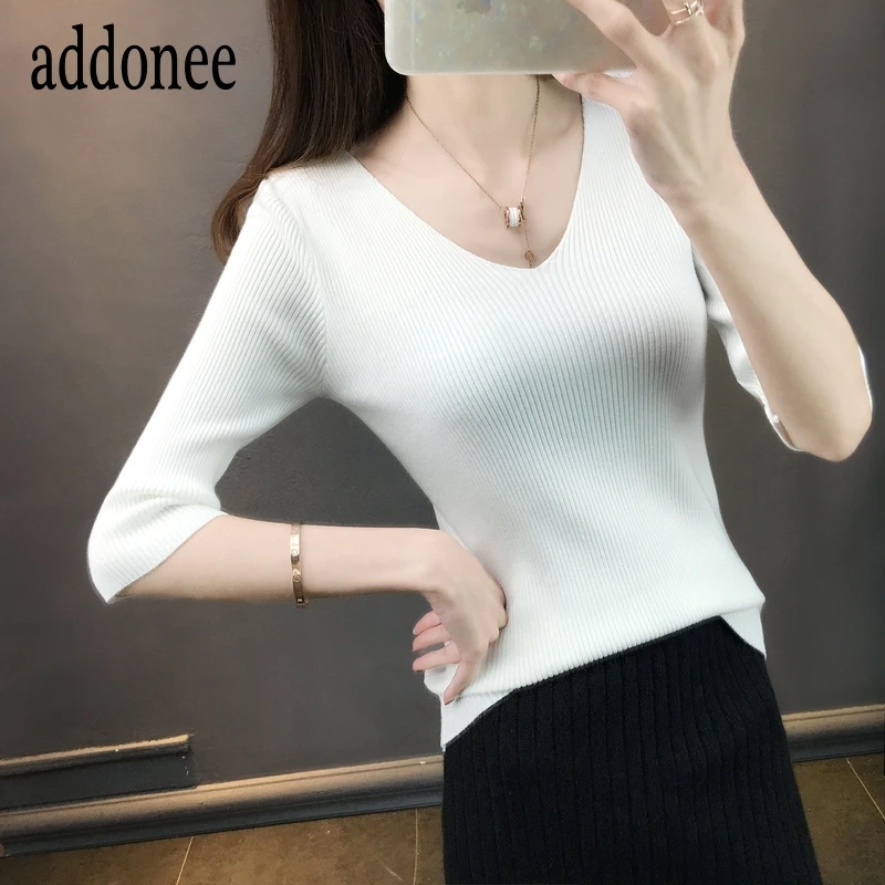 Свитер женский кашемировый шерстяной с V-образным вырезом | Женская одежда