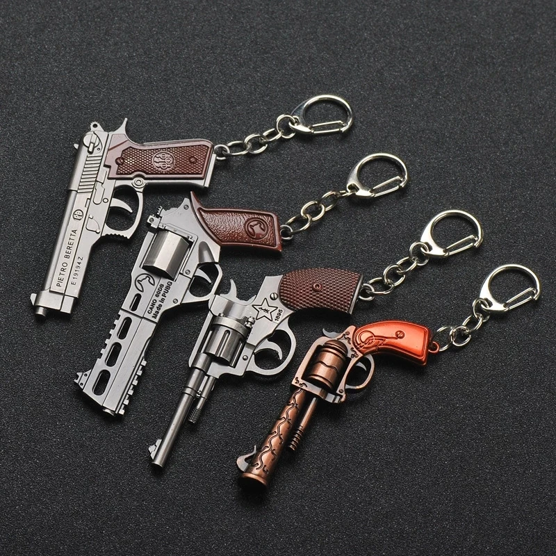 

revolver keychains weapon keyrings game gift accessories