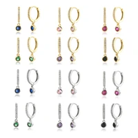 ccfjoyas 714pairsset 925 sterling silver colorful zircon small hoop earrings women simple gold silver earrings set wholesale