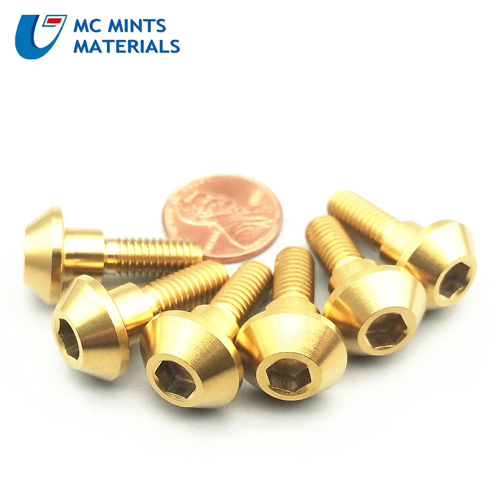 M6x20mm DIY Титан шаг болты для Yamaha тормоз конической шар шестигранный ключ головка суппорт дисковые тормоза с шестигранной Ti винты Ti Застежка