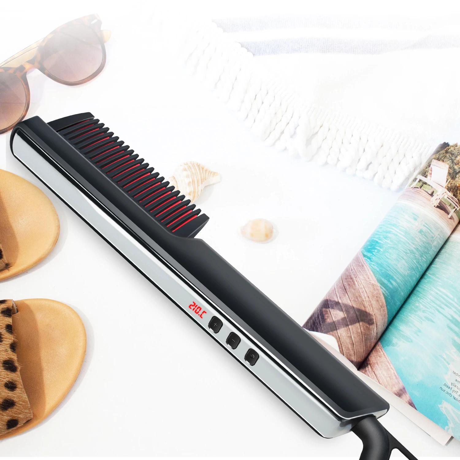

NEW Beard Straightener Multifunctional Hair Comb Brush Electric Heat Quick Beard Hair Straighten Iron Professional Hair Comb