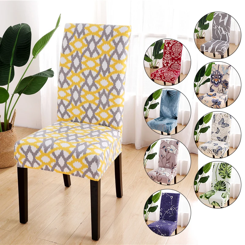 

Floral Printed Stretch Chair Cover Dining Elastic Chair Slipcovers Spandex Stretch Office Chair Case Anti-dirty Removable