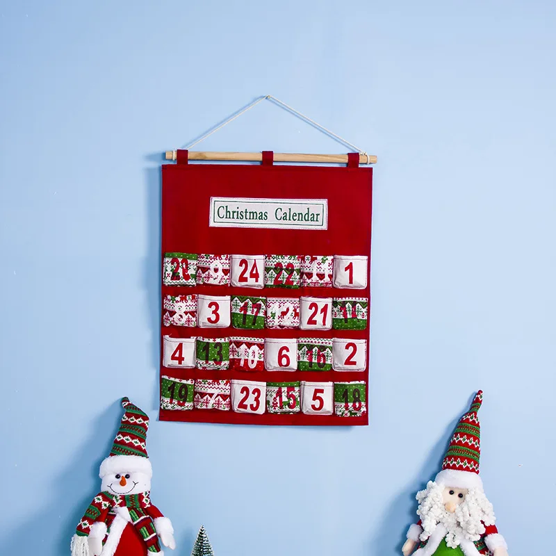 Christmas Wooden Cloth Calendar Tree Decorations for Home with Pockets New Year 2020 Navidad Noel Party Decor | Дом и сад