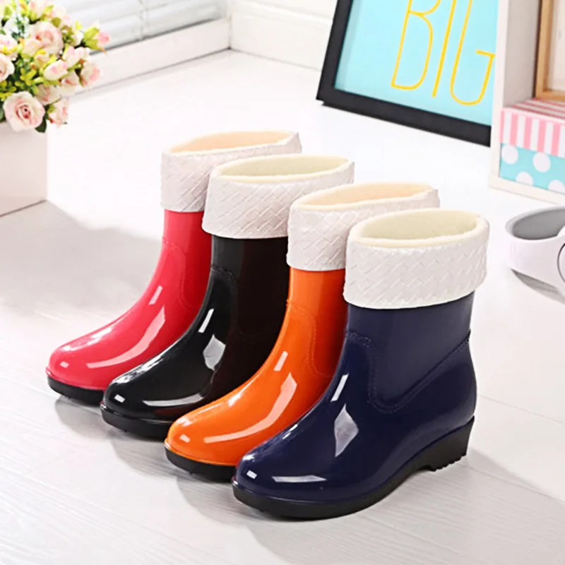 Сапоги Aleafalling женские непромокаемые плотные без застежки Уличная обувь для