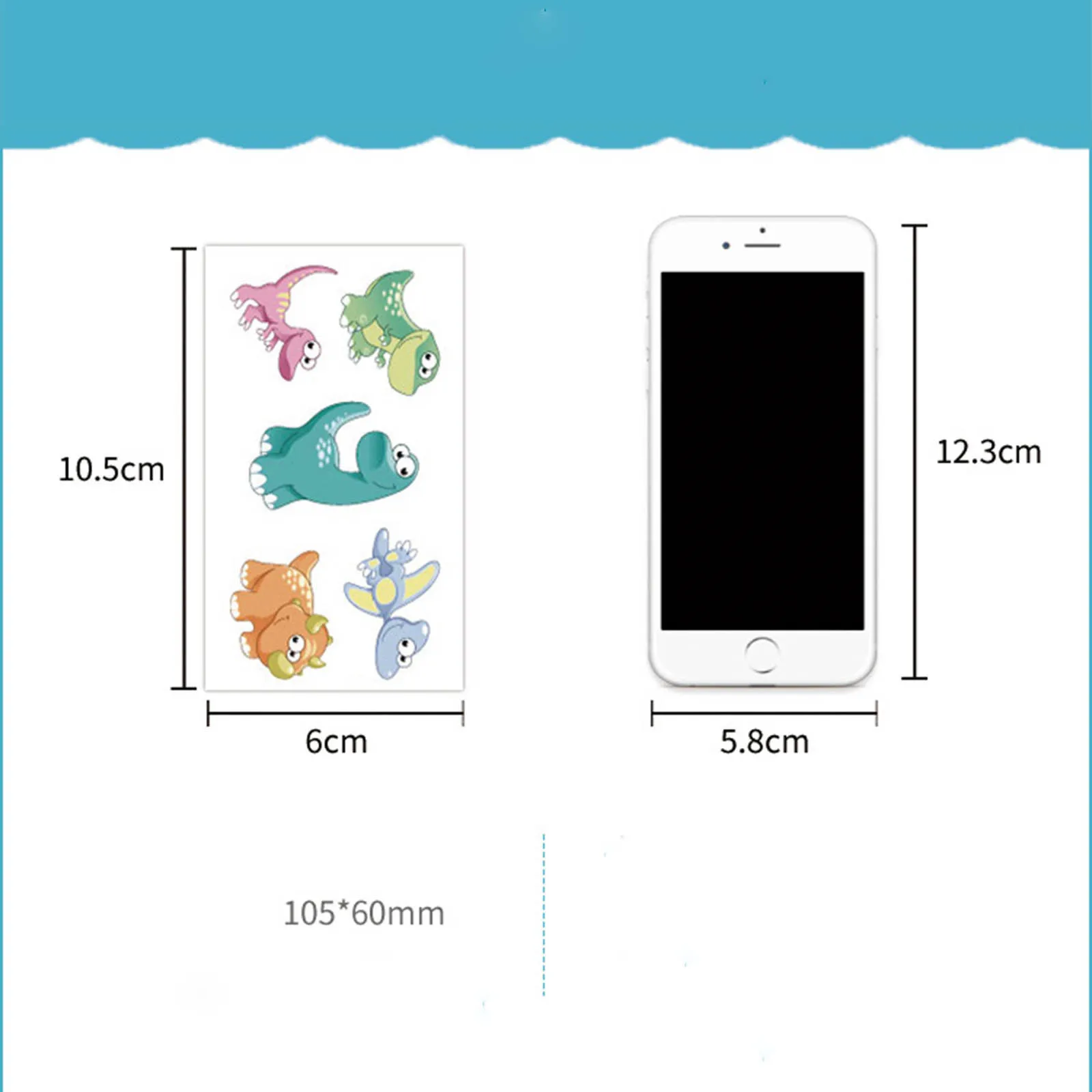 Симпатичные временные тату-наклейки в виде динозавра для детей и женщин