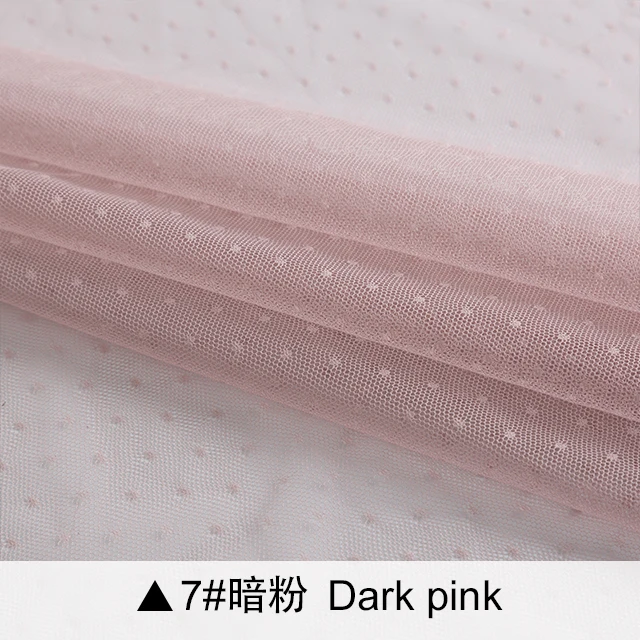 7 dark pink new Кружевная Сетка жаккардовая ткань в горох тюль ткань для платья и москитная сетка пэчворк рукоделие DIY Материал TJ0308 - Цвет: 7 dark pink new