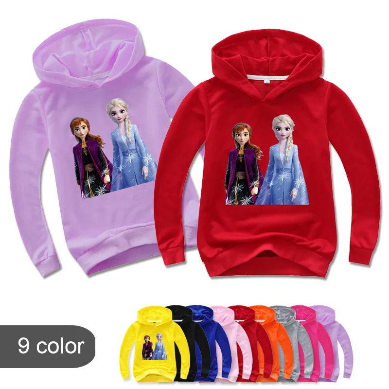 Cartoon Frozen Elsa Anna Baby Girl Hoodies Kid Sweatshirts Spring Autumn Tops Clothes Long Sleeve T Shirt Girls Costume Clothing