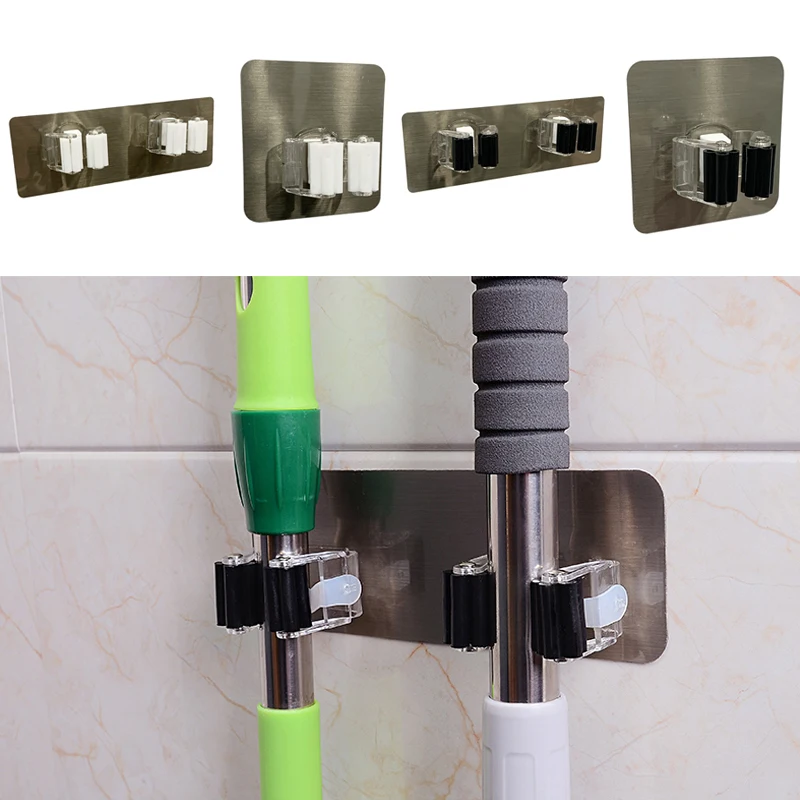 

2Pcs Adhesive Multi-Purpose Hooks Wall Mounted Mop Organizer Holder RackBrush Broom Hanger Hook Kitchen bathroom Strong Hooks