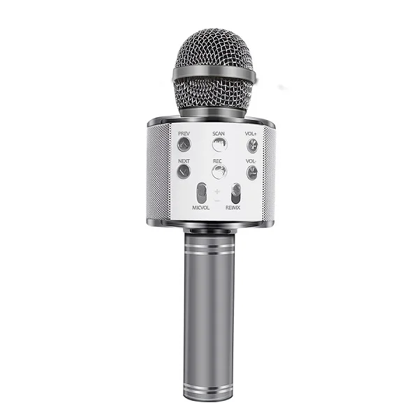 Silver WS858 микрофон Bluetooth беспроводной USB WS 858 Профессиональный динамик Consender Ktv мобильный телефонный проигрыватель микрофон Запись музыки - Цвет: Silver
