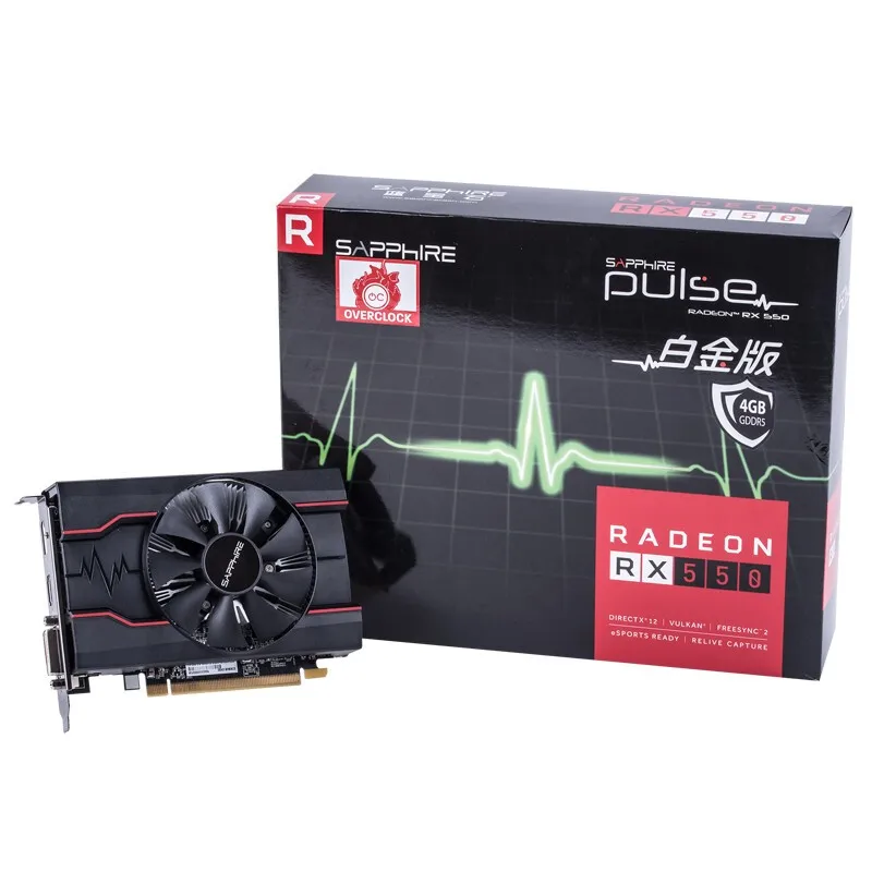 Игровая Видеокарта Sapphire RX550 4G GDDR5 128 бит для ПК дискретная видеокарта DVI HDMI DP с