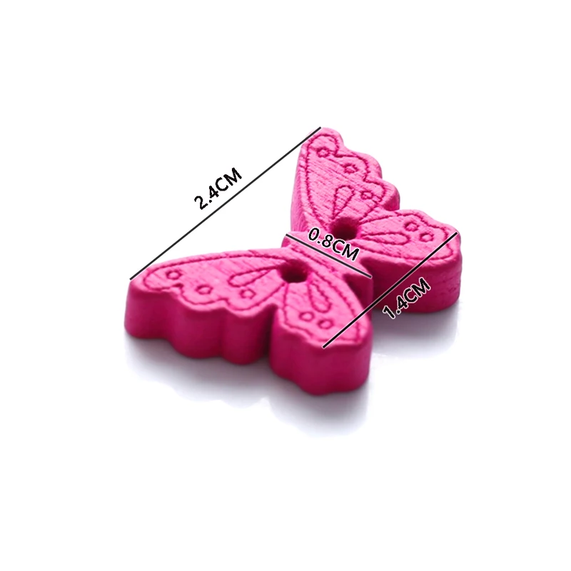 

50pcs Colorful Engraving Pattern Butterfly Wood Beads For Jewelry Making DIY Craft Gifts For Child Lead-Free Beads