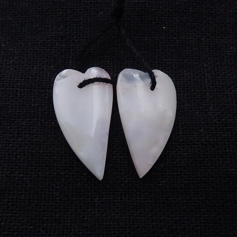 Серьги из натурального камня с розовым опалом в форме сердца бусины 23x12x4 мм 3 г