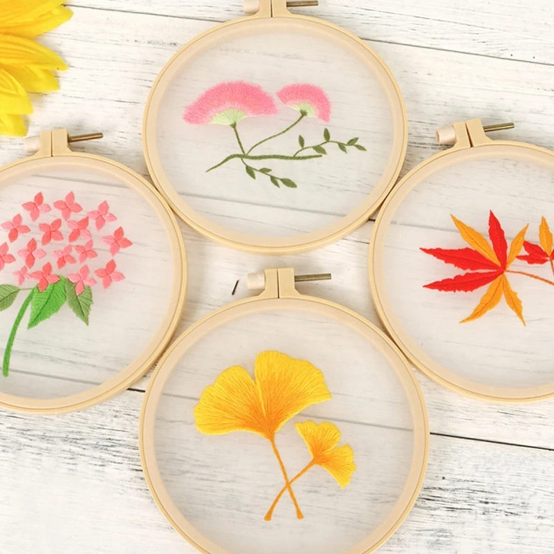 

Ginkgo Embroidery Kit for Beginners Learn Embroidery Set Landscape Embroidery Pattern Home Decor Craft Kit English Manual