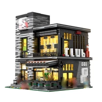 86008 panoramic lighting version club bar street view building assembly building block model toys for children