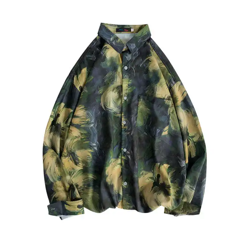 

J-Jay Brand 2021 Spring Summer Men Floral Shirt Retro Trend Loose Long-sleeved Personality Hawaiian Style Cardigan Men Clothing