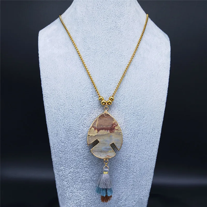 Женское Ожерелье из нержавеющей стали AFAWA длинное ожерелье золотого цвета с