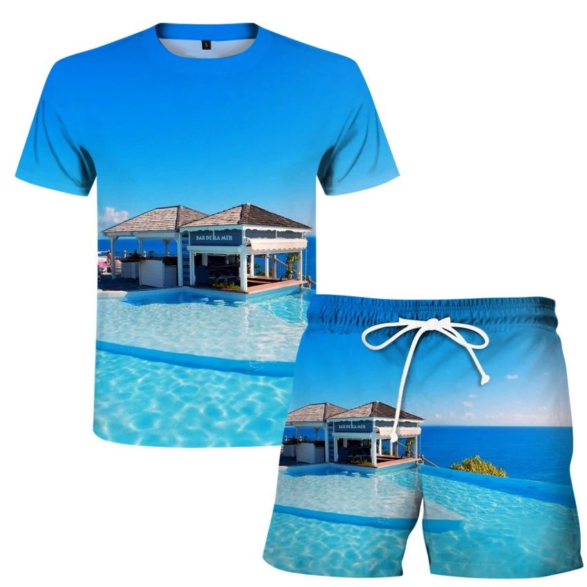 

Hip Hop Fashion Men's Tracksuits Hot-Selling Summer Men T-Shirt Pants Set Casual Brand Fitness Jogger Pants T Shirt