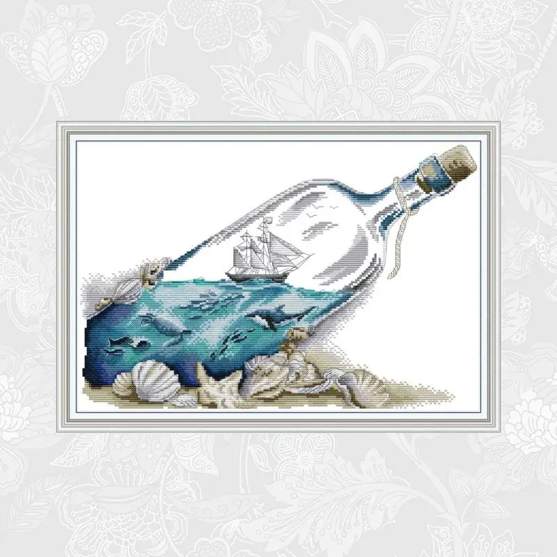 Набор для вышивки крестом Joy Sunday Sea in a Bottle Aida холсты стежков, 14ct, 11ct
