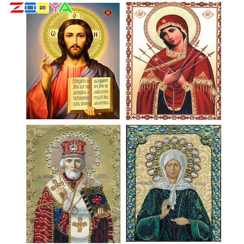 ZOOYA алмазная живопись полная вышивка картины стразы Декор мозаика Иисуса Христа