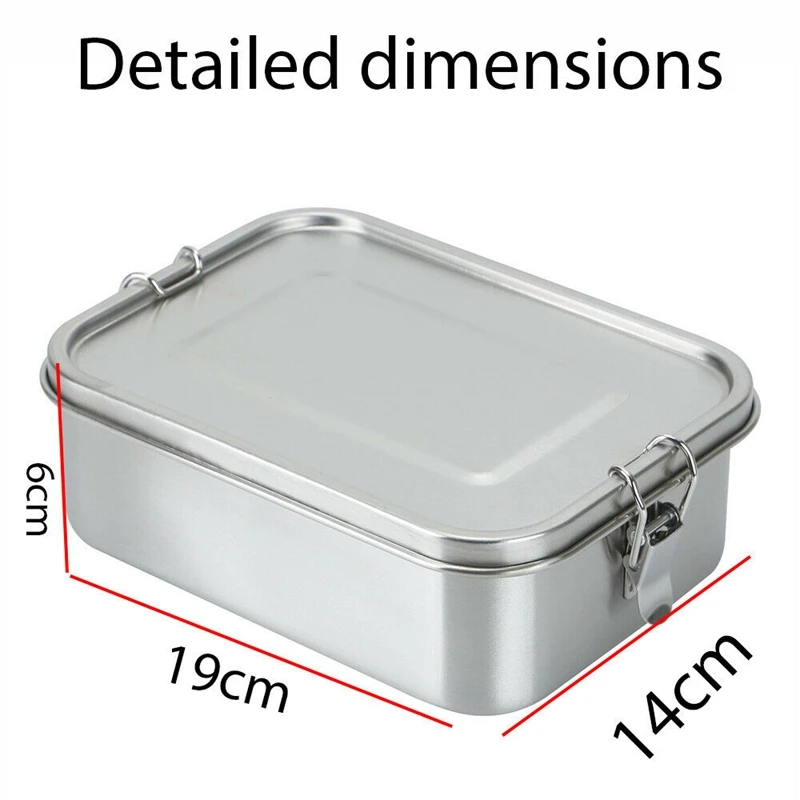 

1200Ml Stainless Steel Lunch Box Tableware Food Container Single Layer Student Lunch Boxes Large Capacity Easy Clean with 3 Comp