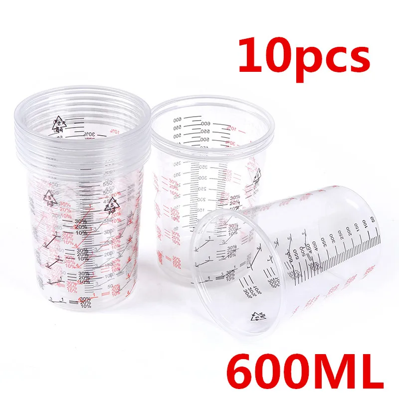 

10pcs Plastic Paint Mixing Cups 600ml Mixing Pots Paint Mixing Calibrated Cup For Accurate Mixing of Paint Liquids