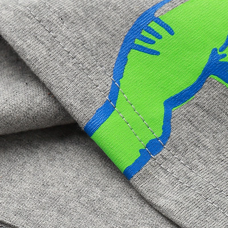 

Spring And Autumn Casual Cartoon Tyrannosaurus Rex Printed Boy Simple Comfortable Round Collar Pullover Cotton Top White Yellow