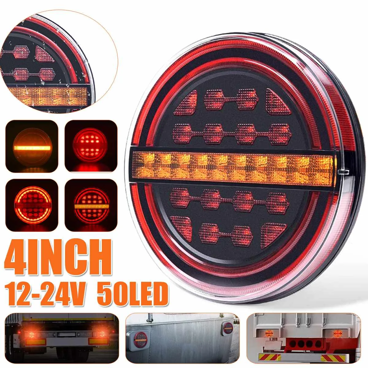 

1/2/4pcs 12-24V LED Trailer Truck Tail Light Taillight Car Boat Bus Caravan Brake Light Flowing Turn Signal Lamp Strobe Lights