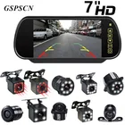 GSPSCN Upgrade Reversing Backup Rear View Camera LED Night Vision with Full Touch Screen 7 inch LCD Rearview Mirror Monitor