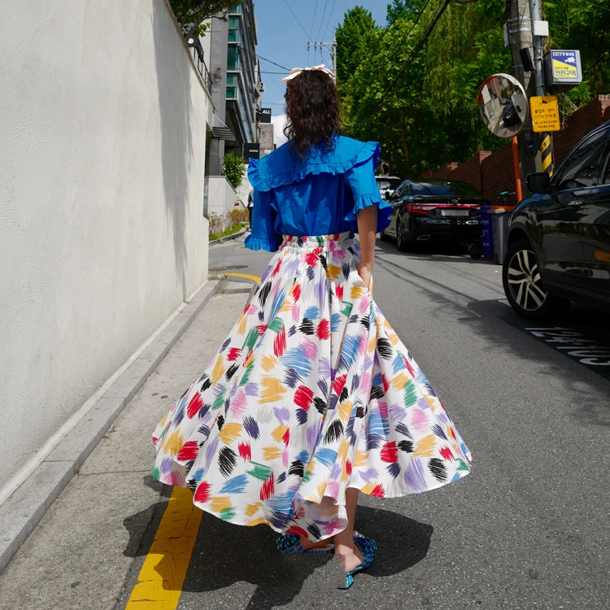 Женская винтажная юбка с высокой талией и широким подолом летняя 2020 | одежда