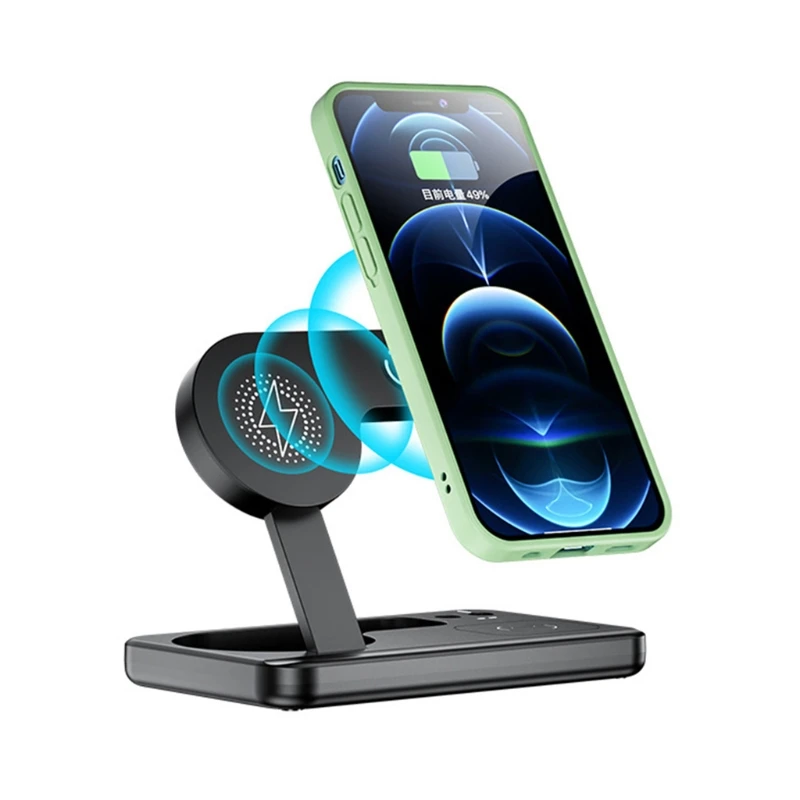 

P82B Portable Wireless Charging Station 4 in 1 Quick Charger Compatible with Phone Smartwatch Wireless Headset